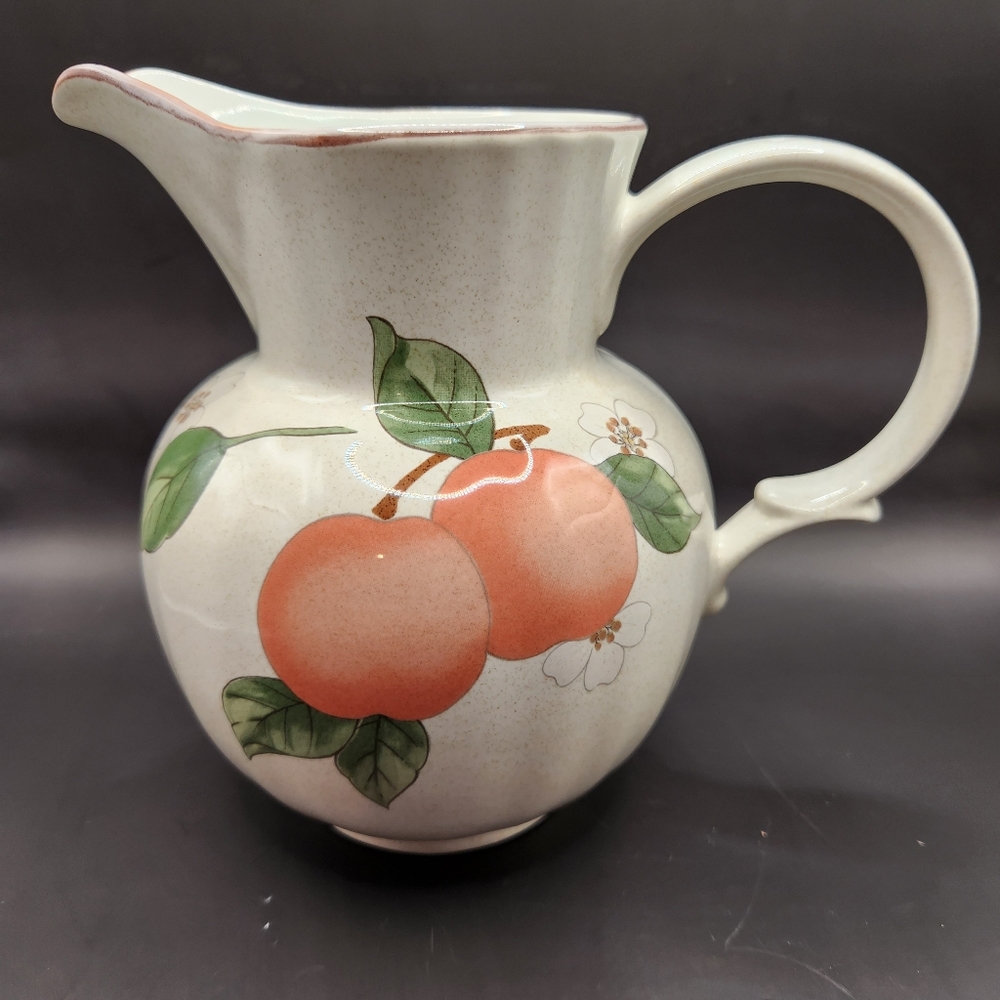 Vintage Mikasa Country Classics Fruit Panorama Pitcher & Jam/Jelly Jar w/Lid Set